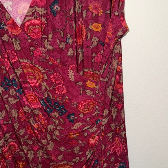 Ralph Lauren Burgundy Floral Ruched Dress - XL. R - Picture 4 of 5